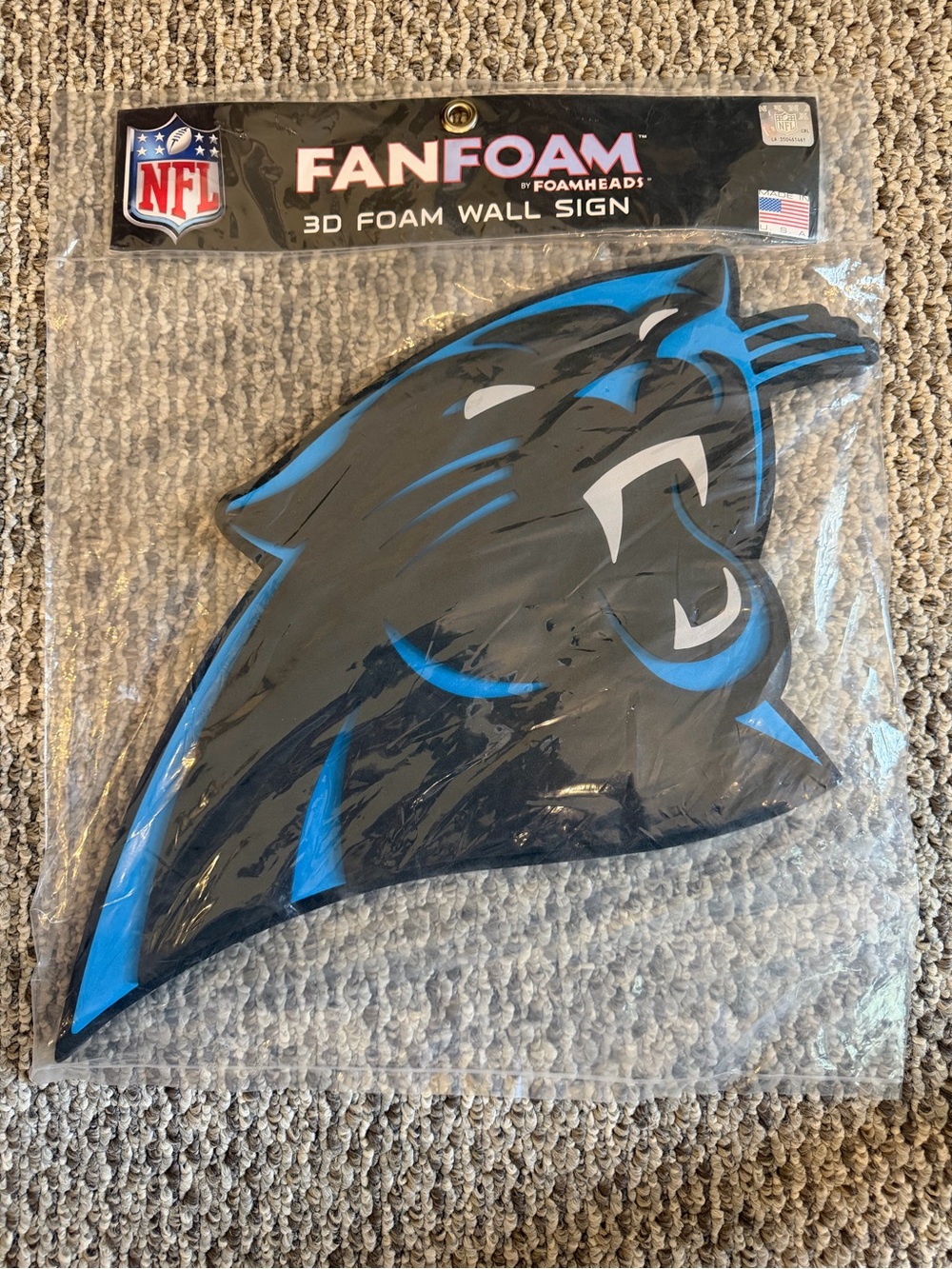 Carolina Panthers NFL 3D Foam Wall Sign Black Blue White Official NEW SEALED